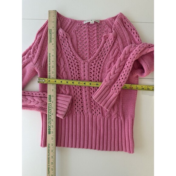 Barbiecore romantic Pink TOMMY HILFIGER Cable Knit pullover Sweater L Y2k 90s - Picture 5 of 8
